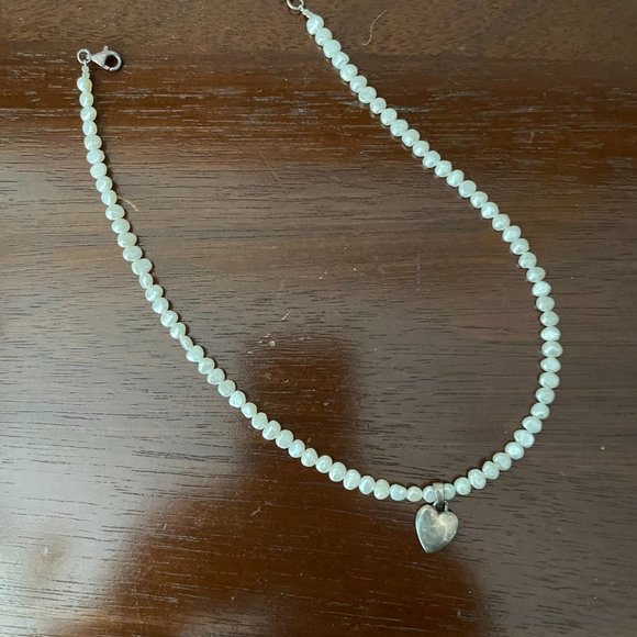 Seed Pearl Necklace with Silver Heart - Picture 6 of 9